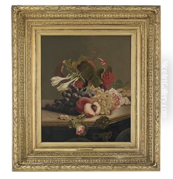 Still Life With Fruit And Flowers Oil Painting by David Emile Joseph de Noter