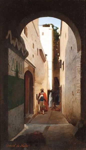 Arabe Au Burnous Dans La Casbah Oil Painting by David Emile Joseph de Noter