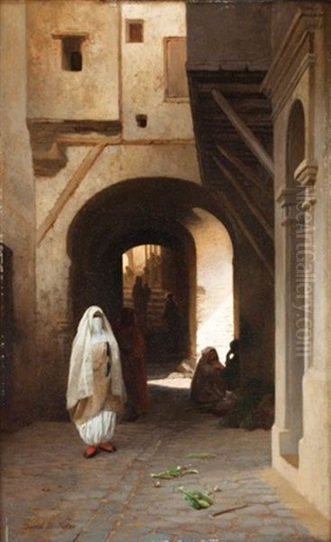 Femmes Dans La Casbah D'alger Oil Painting by David Emile Joseph de Noter