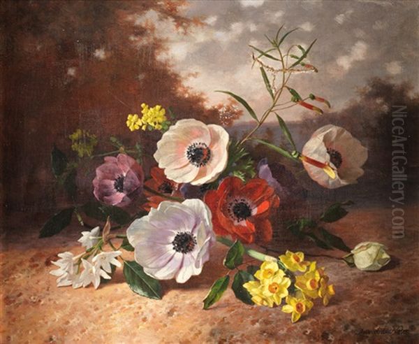 Paisaje Con Flores by David Emile Joseph de Noter