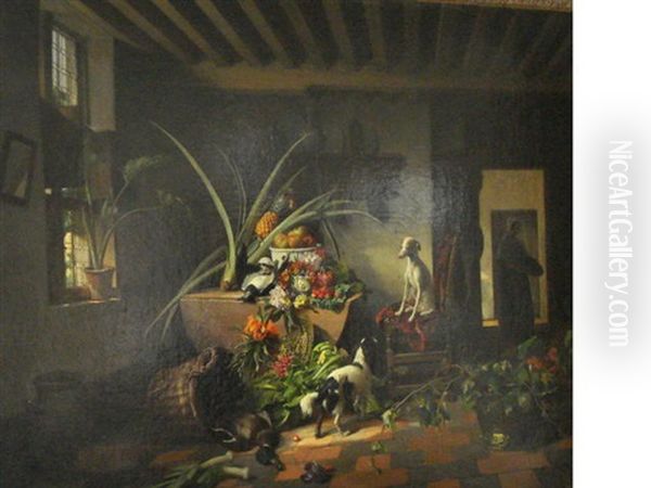 Interior With Still Life Oil Painting by David Emile Joseph de Noter