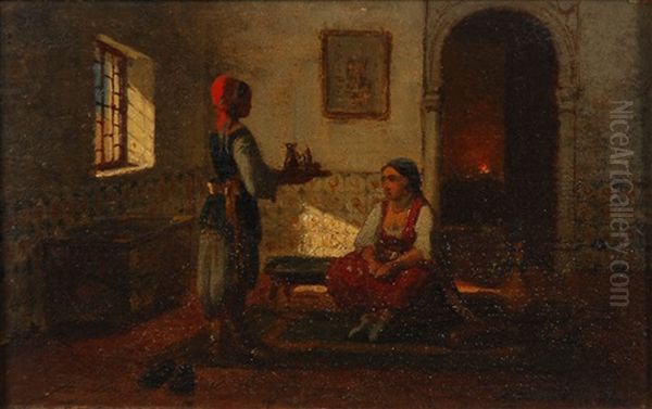 Deux Scenes Domestiques A Alger (pair) Oil Painting by David Emile Joseph de Noter