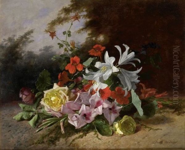 Jete De Fleurs Oil Painting by David Emile Joseph de Noter