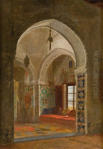 Interieur Algerien Oil Painting by David Emile Joseph de Noter