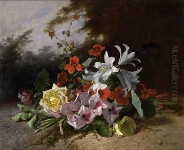 Jetee De Fleurs Oil Painting by David Emile Joseph de Noter