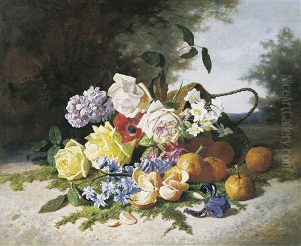 Fleurs Et Fruits Oil Painting by David Emile Joseph de Noter