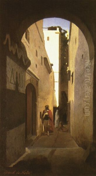 Une Rue A Alger Oil Painting by David Emile Joseph de Noter