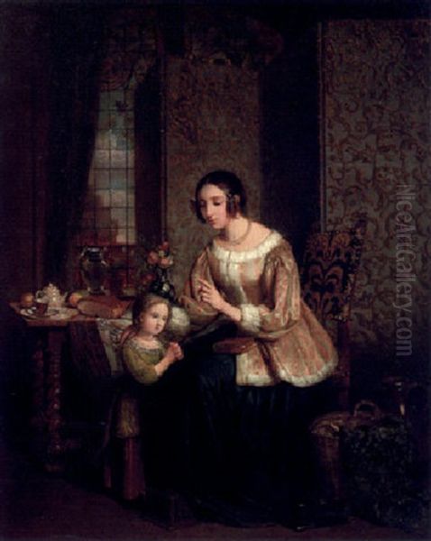 Saying Grace Oil Painting by David Emile Joseph de Noter