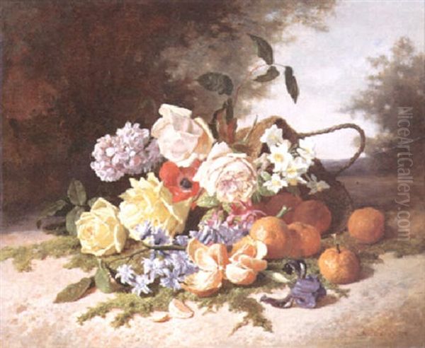 Bloemen En Vruchten Oil Painting by David Emile Joseph de Noter