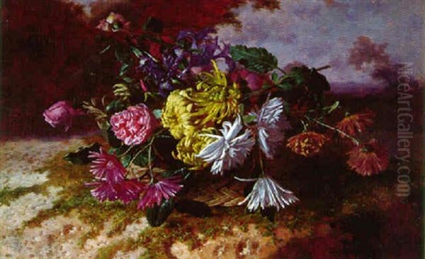 Bouquet De Fleurs Oil Painting by David Emile Joseph de Noter