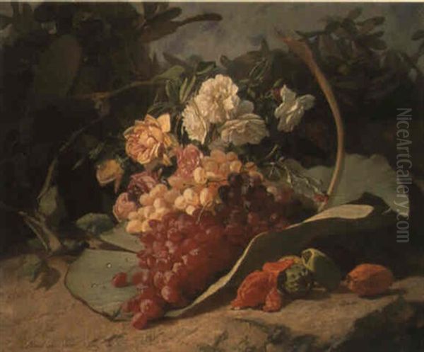 Still Life With Fruits Oil Painting by David Emile Joseph de Noter