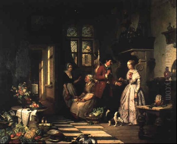 Interior Oil Painting by David Emile Joseph de Noter