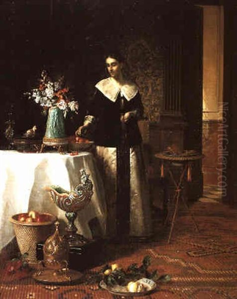 Jeune Femme Dans Un Interieur Oil Painting by David Emile Joseph de Noter