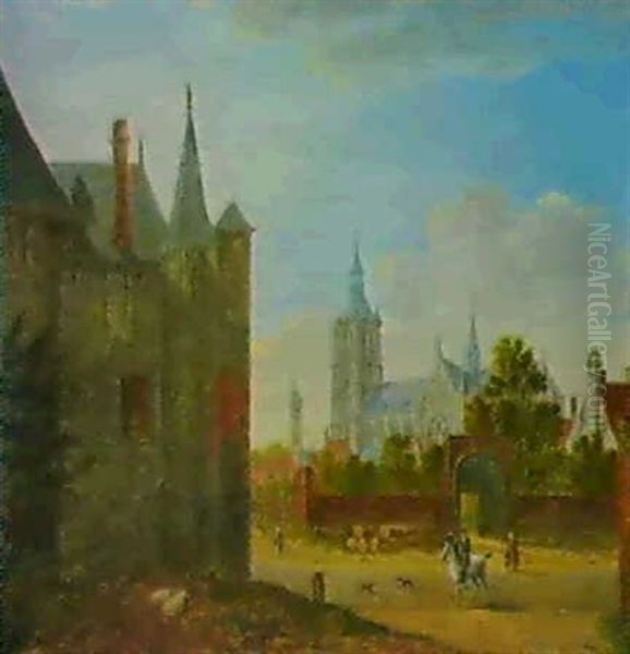 L'eglise Norte-dame, De L'autre Cote De La Dyle A Malines   Onze-live-vrouwekerk Over De Dijle Te Mechelen Oil Painting by Jean-Baptiste Andre De Noter