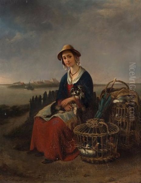 La Jeune Marchande De Volailles Oil Painting by Emanuel Noterman