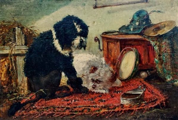 Les Chiens Et Le Tambourin Oil Painting by Emanuel Noterman