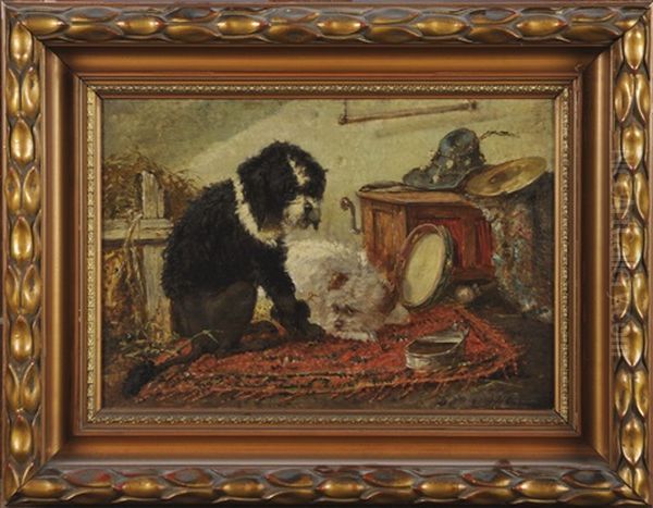 Chiens Au Tambourin Oil Painting by Emanuel Noterman