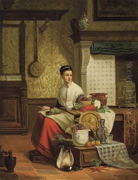 Jeune Femme Dans Un Interieur Oil Painting by Emanuel Noterman