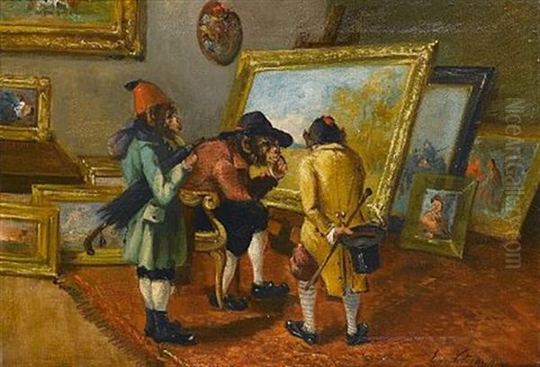 In The Studio (+ The Connoisseurs; Pair) Oil Painting by Emanuel Noterman