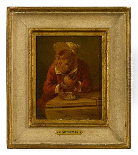 Singe Degustant Une Orange Oil Painting by Zacharias Noterman