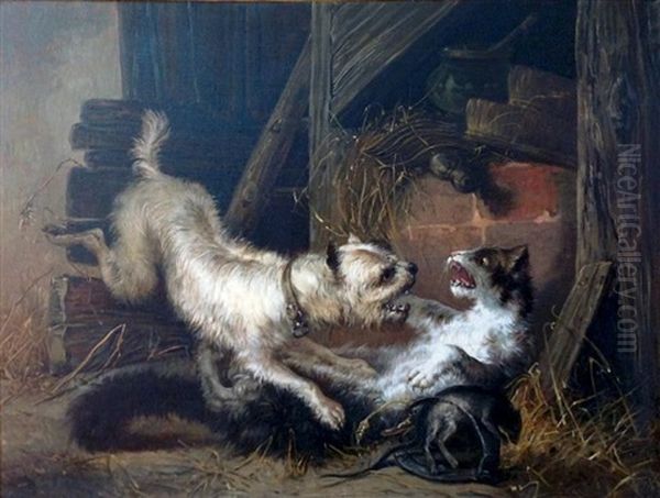 Chien Et Chat Oil Painting by Zacharias Noterman