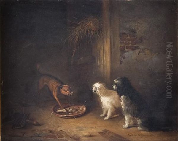 Les Chiens Au Chenil Oil Painting by Zacharias Noterman