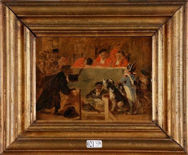 La Cour Des Singes Jugeant Un Chien Oil Painting by Zacharias Noterman