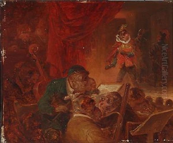 Theatre Scene With Monkeys Oil Painting by Zacharias Noterman