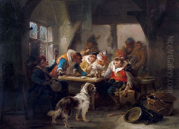 Affengesellschaft Im Wirtshaus Oil Painting by Zacharias Noterman