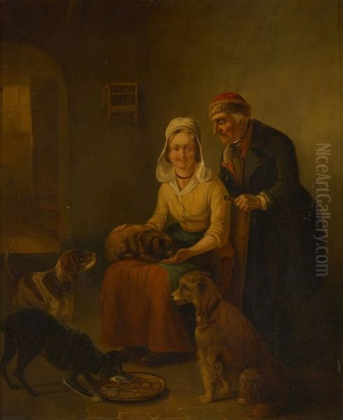 Les Animaux De Compagnie Oil Painting by Zacharias Noterman