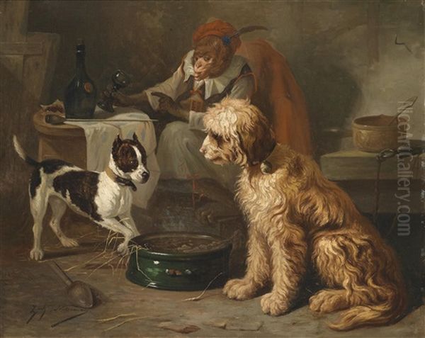 Eine Kleine Mahlzeit In Der Taverne Oil Painting by Zacharias Noterman