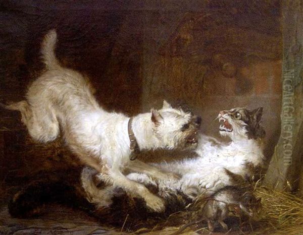 Chien Et Chat Oil Painting by Zacharias Noterman