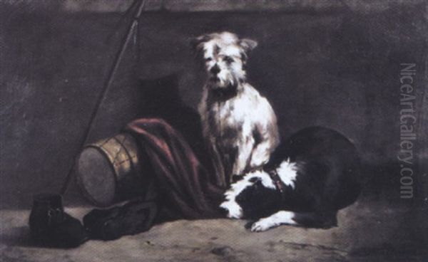 Deux Chiens Au Tambour Oil Painting by Zacharias Noterman