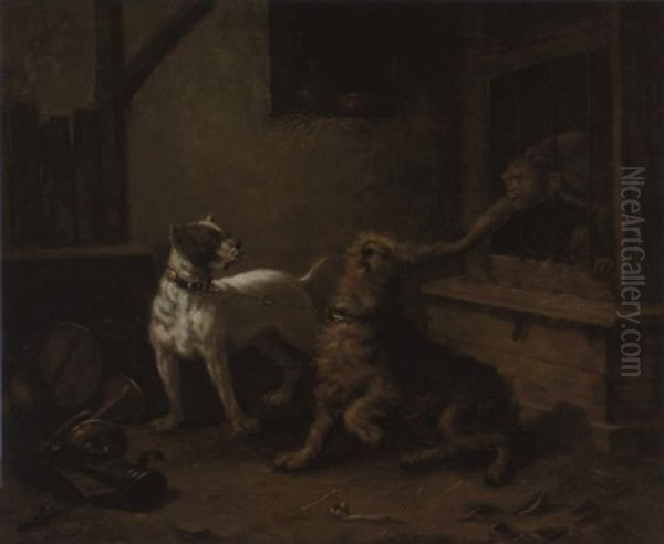 Singe Tirant L'oreille D'un Chien Oil Painting by Zacharias Noterman