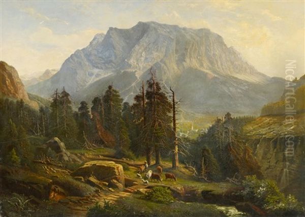 Bergmassiv In Den Alpen Oil Painting by August Friedrich Wilhelm Nothnagel