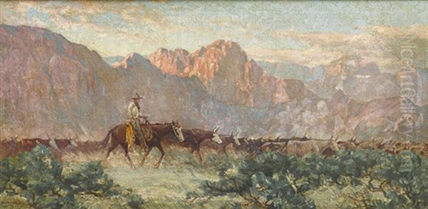 Herding Cattle Oil Painting by Raymond Nott