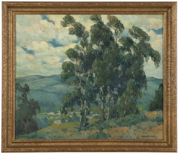 Eucalyptus Trees In A Landscape Oil Painting by Raymond Nott