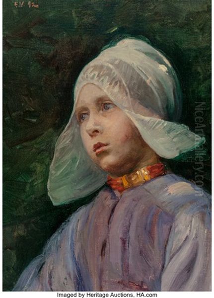 Volendam Head, Little Girl Oil Painting by Elizabeth Nourse