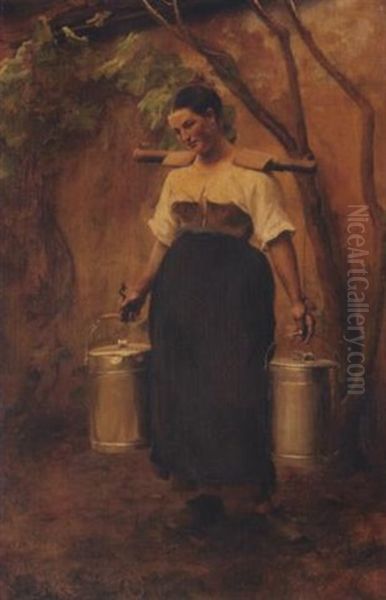 The Milk Carrier, Etaples Oil Painting by Elizabeth Nourse