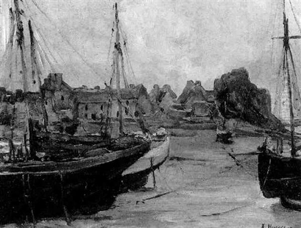 Hafen In Der Normandie Oil Painting by Elizabeth Nourse