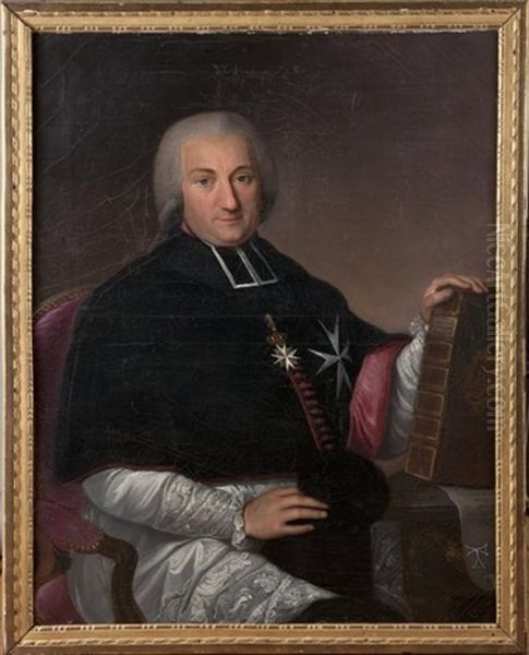 Monsieur L'abbe De Quevremont, Portant Ordre De Malte Et Ordre De Saint Antoine 1777 Oil Painting by Jacques Nourry Noury