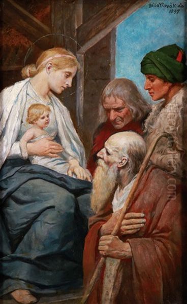 Adoration Of The Shepherds Oil Painting by Lada Novak