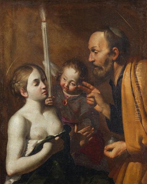 Saint Peter Healing Saint Agatha Oil Painting by Pietro (Monrealese) Novelli