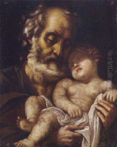 San Giuseppe Con Il Bambino Gesu Oil Painting by Pietro (Monrealese) Novelli