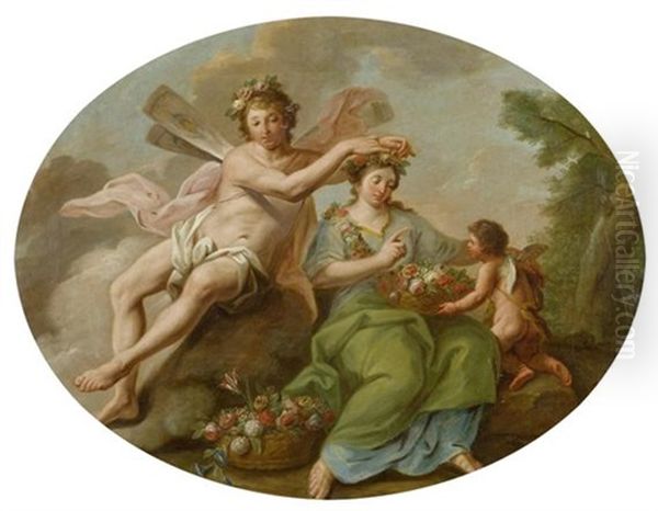 Fruhling Und Herbst (pair) Oil Painting by Pietro Antonio Novelli