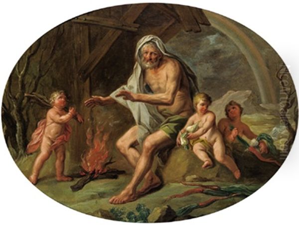 Vulcano, Allegoria Dell'inverno: Vulkan, Allegorie Des Winters Oil Painting by Pietro Antonio Novelli