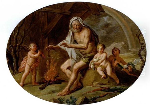 Vulcano, Allegoria Dell'inverno Oil Painting by Pietro Antonio Novelli