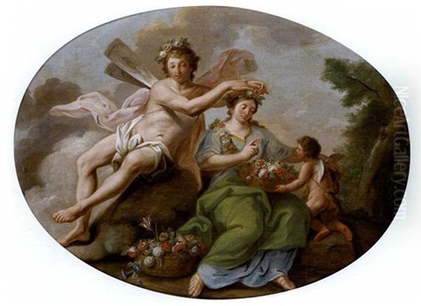 Zefiro Incorona La Flora, Allegoria Della Primavera Oil Painting by Pietro Antonio Novelli