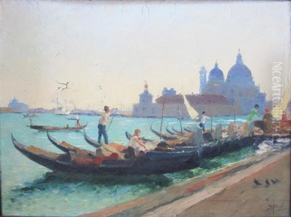 Gondoliers A Venise Oil Painting by Stefano Novo