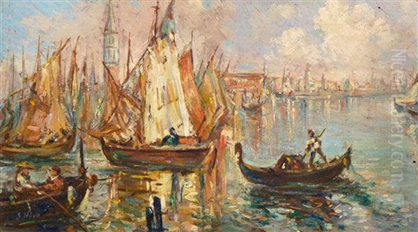 Schiffe Vor Venedig Oil Painting by Stefano Novo